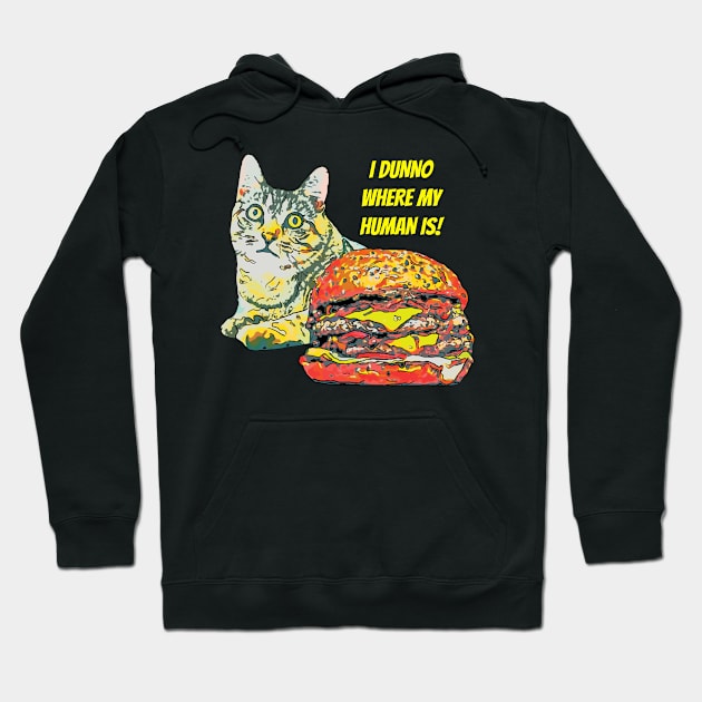 Scary Cat and Burger Hoodie by ardp13